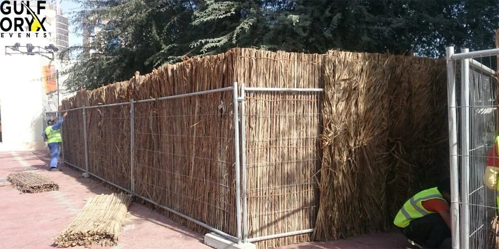 Barasti palm fence rental for outdoor cultural events in Dubai UAE